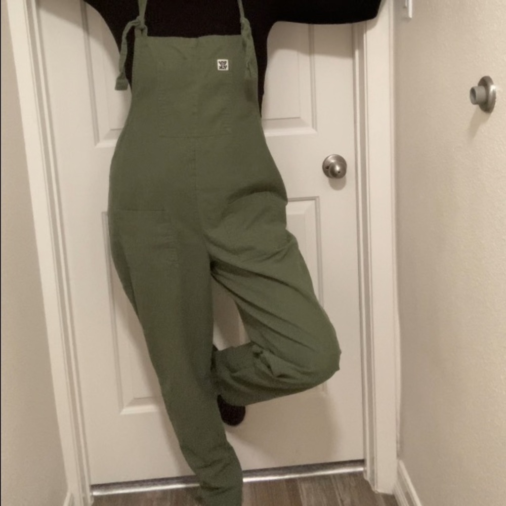 Green Lucy & Yak overalls.